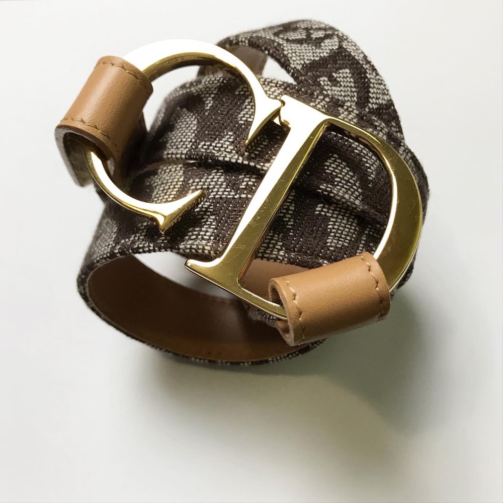 Vintage Dior Brown/Gold Oblique Monogram CD Belt